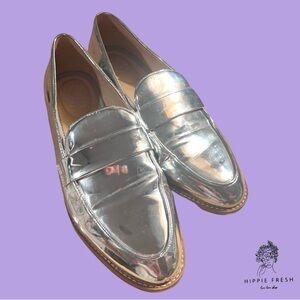 Franco Sarto Hudley Silver Loafers  Size 8.5